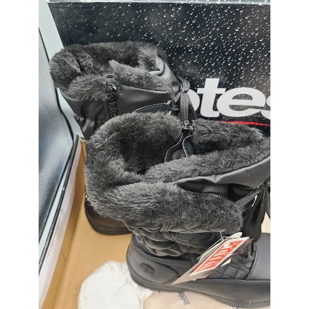 NEW Totes women's 9W wide Donna winter snow boots waterproof black quilted